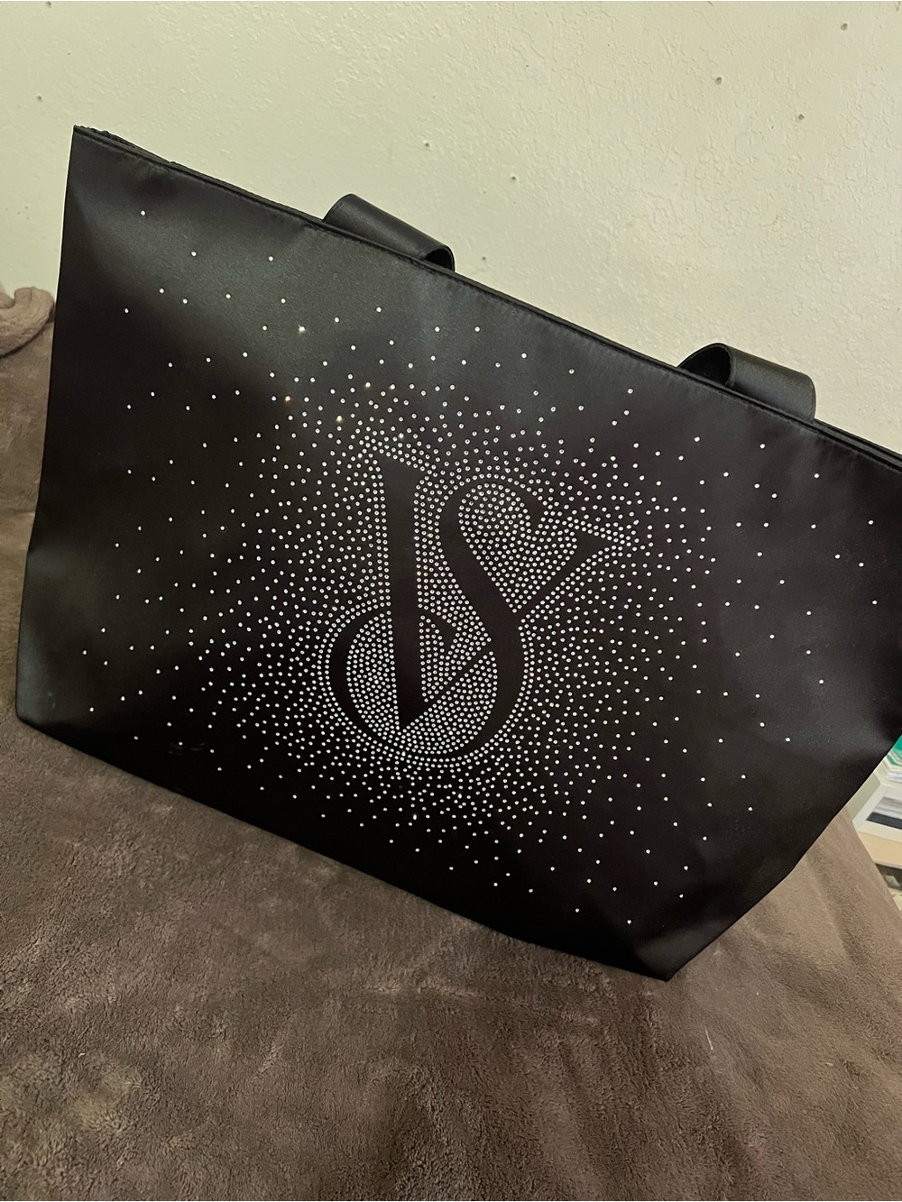 Victoria's Secret Black Tote with Crystal VS Logo